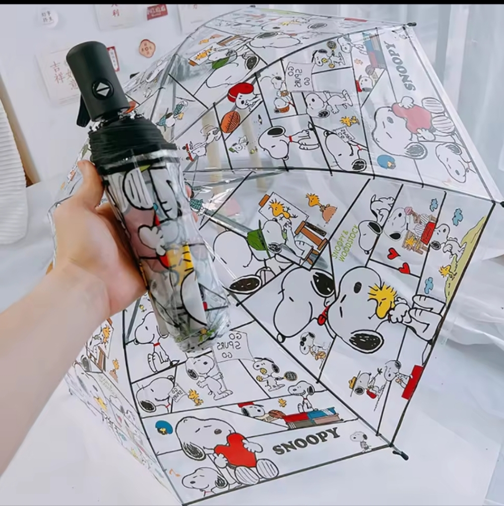 Snoopy Clear Umbrella with Cute Fun Adorable Unique Multicolored Cartoon Print - Picture 3 of 6